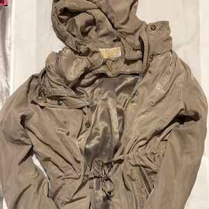 Michael Kors Hooded Utility Jacket - Taupe/Khaki - Size Medium